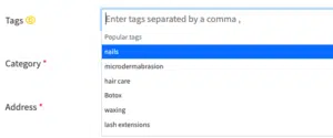 shows section how to add tags