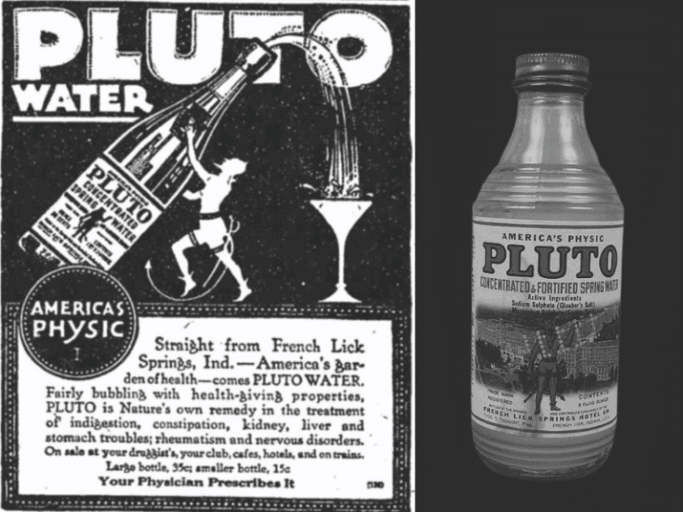 Wellness in a bottle Pluto Water ad and bottle